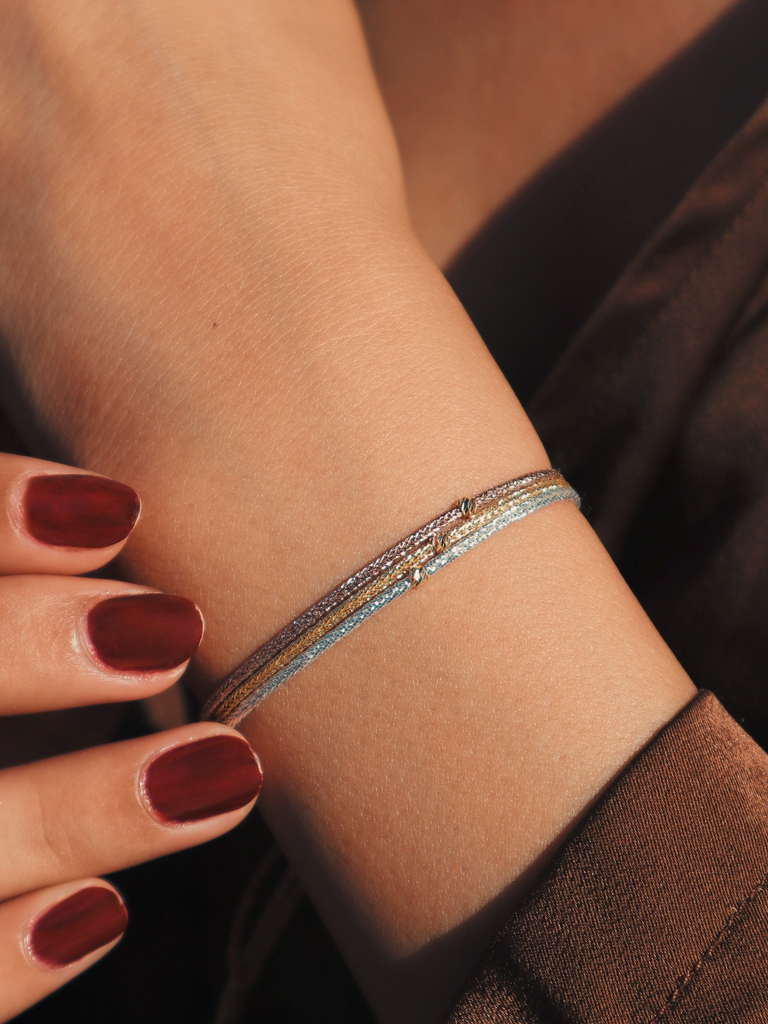 GHALIA Bracelet - Triple Cordon Satiné (Sqalli)